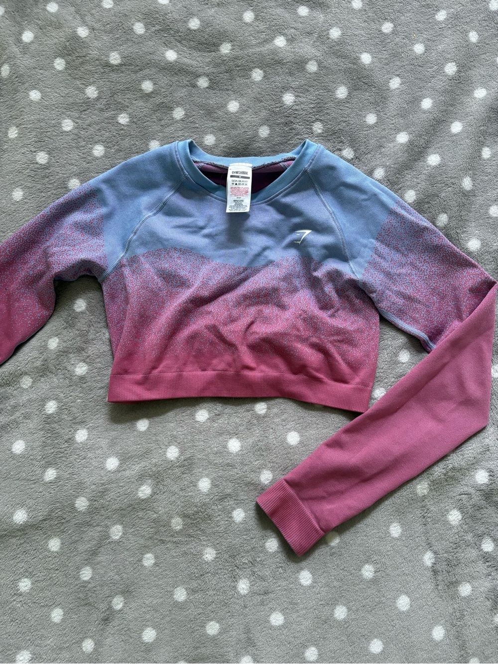 Gymshark Ombre Seamless Long Sleeve Crop Top Blue Pink Size Medium